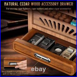 Cigar Humidor Cabinet, Desktop Cigar Humidor Glass Top, Cigar Gift for Men, with