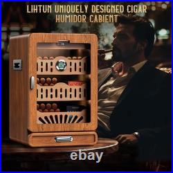 Cigar Humidor Cabinet, Desktop Cigar Humidor Glass Top, Cigar Gift for Men, with