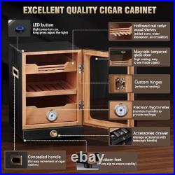 Cigar Humidor Cabinet, Desktop Cigar Humidor Glass Top, Cigar Gift for Men, with