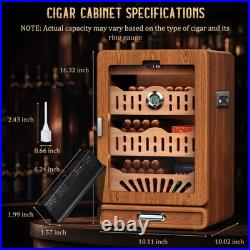 Cigar Humidor Cabinet, Desktop Cigar Humidor Glass Top, Cigar Gift for Men, with