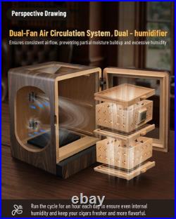 Cigar Humidor Cabinet Dual-Fan Air Circulation System Spanish Cedar 80+ Capacity