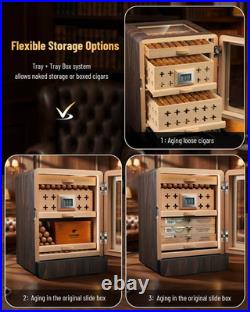 Cigar Humidor Cabinet Dual-Fan Air Circulation System Spanish Cedar 80+ Capacity