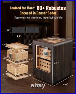 Cigar Humidor Cabinet Dual-Fan Air Circulation System Spanish Cedar 80+ Capacity