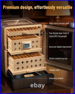 Cigar Humidor Cabinet Dual-Fan Air Circulation System Spanish Cedar 80+ Capacity