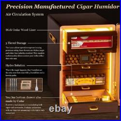 Cigar Humidor Cabinet Triple Sided Light Hygrometer Humidifier Marvero Desktop