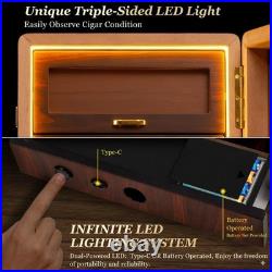 Cigar Humidor Cabinet Triple Sided Light Hygrometer Humidifier Marvero Desktop