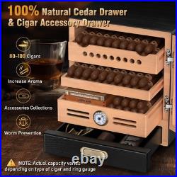 Cigar Humidor Cabinet with 2 Humidifiers Spanish Cedar Wood Drawer Precision