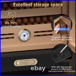 Cigar Humidor Cabinet with 2 Humidifiers Spanish Cedar Wood Drawer Precision