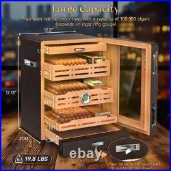 Cigar Humidor Cabinet with 5 Acrylic Display Cases, Adjustable LED Lighting, Ced
