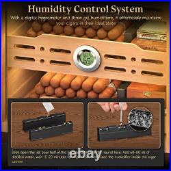 Cigar Humidor Cabinet with 5 Acrylic Display Cases, Adjustable LED Lighting, Ced