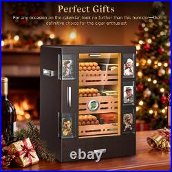Cigar Humidor Cabinet with 5 Acrylic Display Cases, Adjustable LED Lighting, Ced