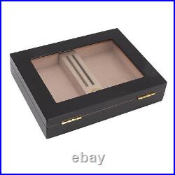 Cigar Humidor Case Cigar Humidor Box Cedar Glass Black Preservation