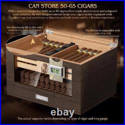 Cigar Humidor Cedar Wood Cigar Box with 2 Digital Hygrometer, 2 Humidifiers