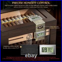 Cigar Humidor Cedar Wood Cigar Box with 2 Digital Hygrometer, 2 Humidifiers
