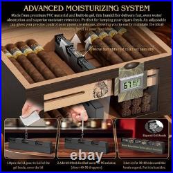 Cigar Humidor Cedar Wood Cigar Box with 2 Digital Hygrometer, 2 Humidifiers