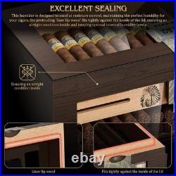 Cigar Humidor Cedar Wood Cigar Box with 2 Digital Hygrometer, 2 Humidifiers, Ced