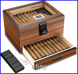 Cigar Humidor, Cedar Wood Humidor Cigar Box, Desktop Humidor with Hygrometer, Hu
