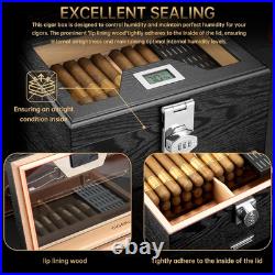 Cigar Humidor, Cedar Wood Humidor Cigar Box, Desktop Humidor with Hygrometer, Hu