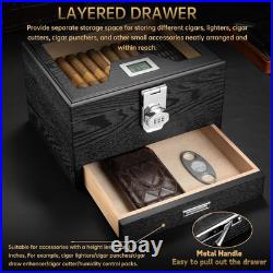 Cigar Humidor, Cedar Wood Humidor Cigar Box, Desktop Humidor with Hygrometer, Hu