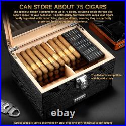 Cigar Humidor, Cedar Wood Humidor Cigar Box, Desktop Humidor with Hygrometer, Hu
