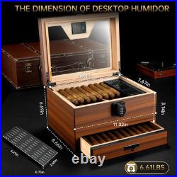 Cigar Humidor, Cedar Wood Humidor Cigar Box, Desktop Humidor with Hygrometer, Hu