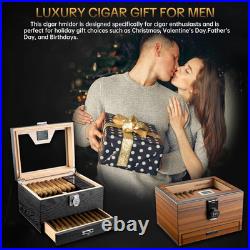 Cigar Humidor, Cedar Wood Humidor Cigar Box, Desktop Humidor with Hygrometer, Hu