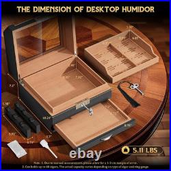 Cigar Humidor Cedar Wood Lined Humidor for 45-60 Cigars, Acrylic Top Cigar Box w