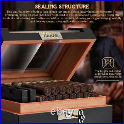 Cigar Humidor Cedar Wood Lined Humidor for 45-60 Cigars, Acrylic Top Cigar Box w