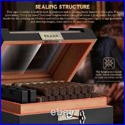 Cigar Humidor Cedar Wood Lined Humidor for 45-60 Cigars, Acrylic Top Cigar Box w