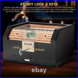 Cigar Humidor Cedar Wood Lined Humidor for 45-60 Cigars, Acrylic Top Cigar Box w