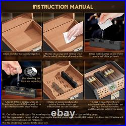 Cigar Humidor Cedar Wood Lined Humidor for 45-60 Cigars, Acrylic Top Cigar Box w
