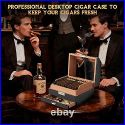 Cigar Humidor Cedar Wood Lined Humidor for 45-60 Cigars, Acrylic Top Cigar Box w