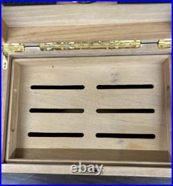 Cigar Humidor Cedar Wood Locking Humidor Box With Hygrometer Shelf No Key 13 X 9