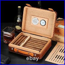 Cigar Humidor Cedar Wooden Storage Case Box with Hygrometer Humidifier 25 Count