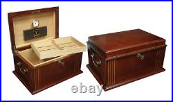 Cigar Humidor, Cigar Box, Walnut Finish, Gift For Him Cigar Humidor Humidifier