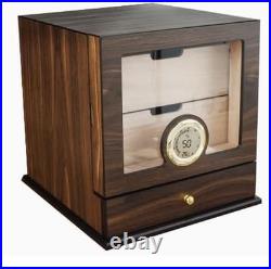 Cigar Humidor, Cigar Humidor Box Desktop Cedar Wood Drawer Cigar Cabinet with Di
