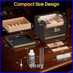Cigar Humidor, Clear Top Cedar Wood Desktop Humidor, 2 Layer Cigar Humidor Box w