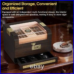 Cigar Humidor, Clear Top Cedar Wood Desktop Humidor, 2 Layer Cigar Humidor Box w