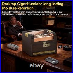 Cigar Humidor, Clear Top Cedar Wood Desktop Humidor, 2 Layer Cigar Humidor Box w
