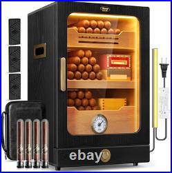 Cigar Humidor, Desktop Cigar Humidor Cabinet Light Control System with Spanish C