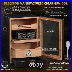 Cigar Humidor, Desktop Cigar Humidor Cabinet Light Control System with Spanish C Cigar Humidor, Desktop Cigar Humidor Cabinet Light Control System with Spanish C