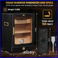 Cigar Humidor, Desktop Cigar Humidor Cabinet Light Control System with Spanish C