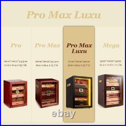 Cigar Humidor, Desktop Humidor Cabinet Triple-Sided Light with Digital Hygromete