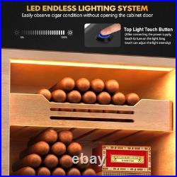 Cigar Humidor, Desktop Humidor Cabinet Triple-Sided Light with Digital Hygromete Cigar Humidor, Desktop Humidor Cabinet Triple-Sided Light with Digital Hygromete