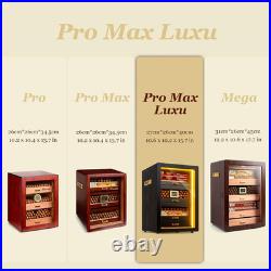 Cigar Humidor, Desktop Humidor Cabinet Triple-Sided Light with Digital Hygromete