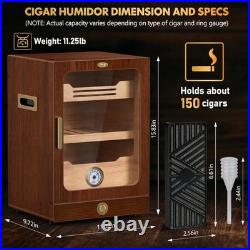 Cigar Humidor, Desktop Humidor Cabinet Triple-Sided Light with Digital Hygromete