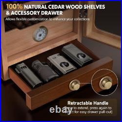 Cigar Humidor, Desktop Humidor Cabinet Triple-Sided Light with Digital Hygromete Cigar Humidor, Desktop Humidor Cabinet Triple-Sided Light with Digital Hygromete