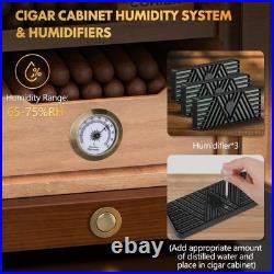 Cigar Humidor, Desktop Humidor Cabinet Triple-Sided Light with Digital Hygromete