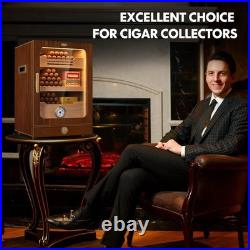 Cigar Humidor, Desktop Humidor Cabinet Triple-Sided Light with Digital Hygromete