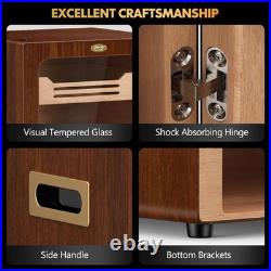 Cigar Humidor, Desktop Humidor Cabinet Triple-Sided Light with Digital Hygromete